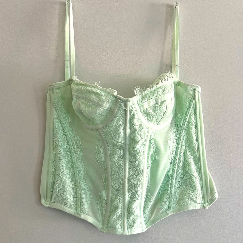 Urban Outfitters- Out From Under Modern Love Corset. Color: Mint Green. Size: S